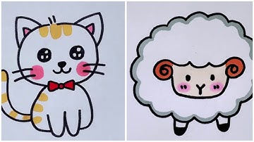 10+ Easy Animal Drawings for Beginners | Animals drawing | Cartoons drawing & More | Tutorial