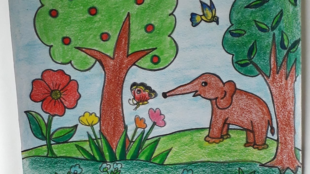 easy forest drawing for kids - YouTube