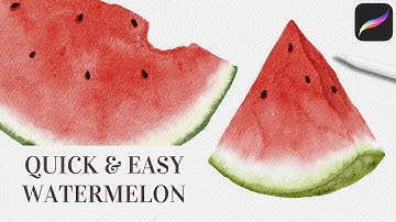 How to Paint a Watercolor Watermelon in Procreate  | Realistic Watercolor Fruit Procreate Tutorial
