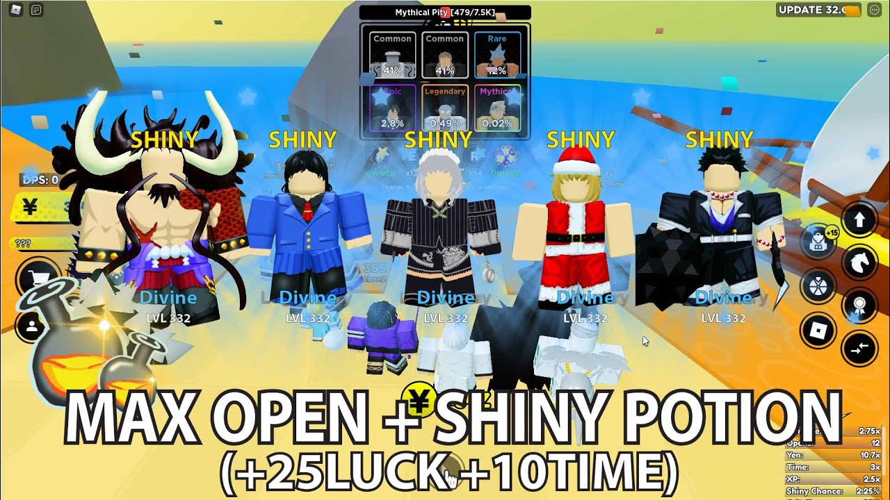 Max Open NINJA CITY New Map +20 LUCK & SHINY POTION And I Got This..!! Anime  Fighters Simulator 