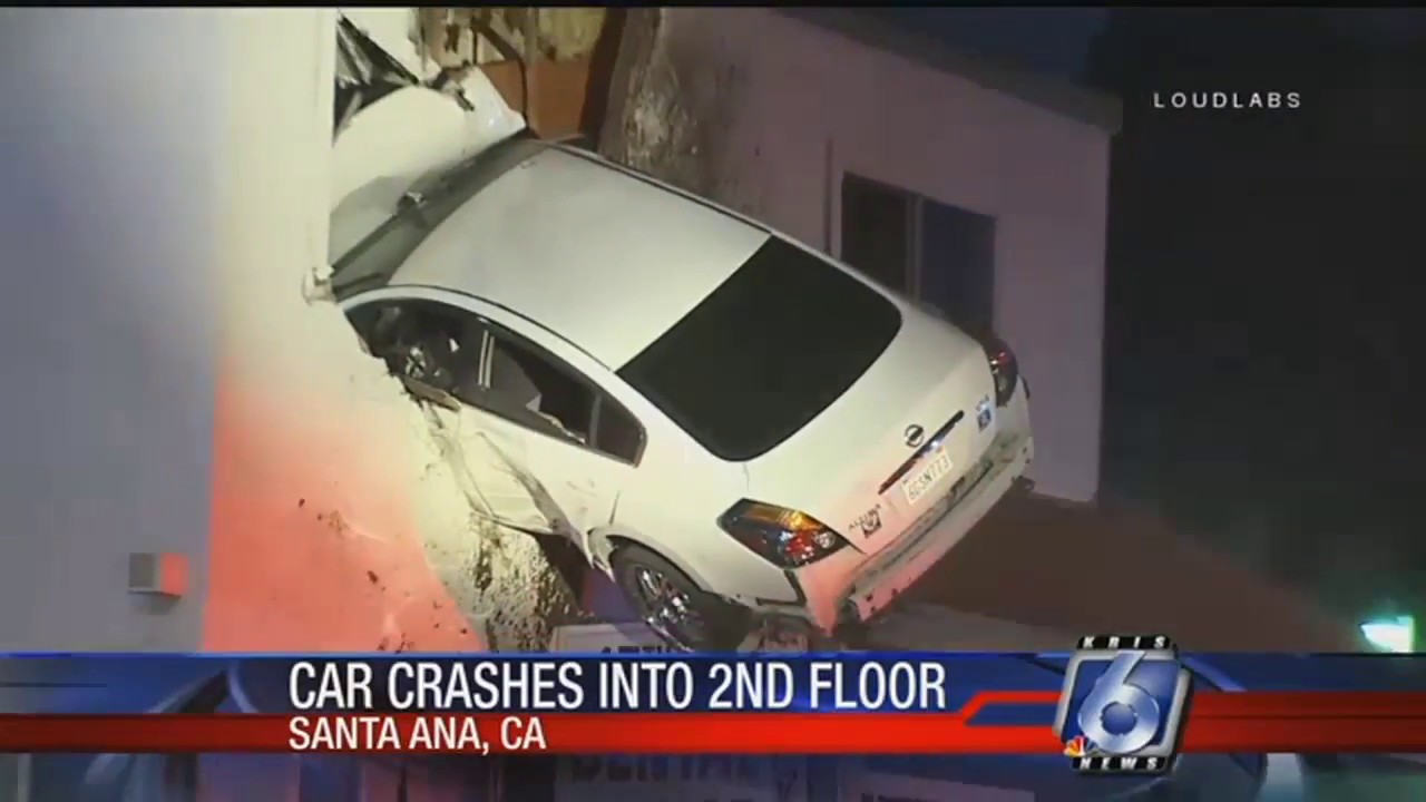 Car goes airborne, slams into 2nd floor of California office