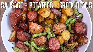 Air Fryer Sausage, Potatoes, and Green Beans