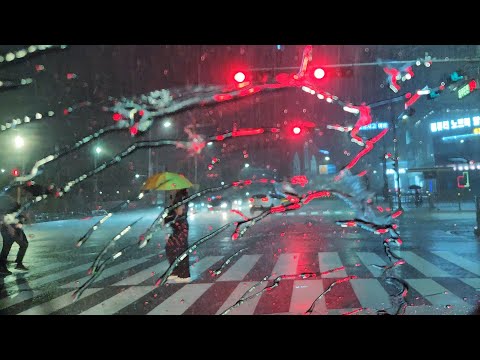 [4K. Rain Drive] Driving on Heavy Rainy City Road. 빗소리 ASMR, 숙면과 명상에 도움을 줍니다.