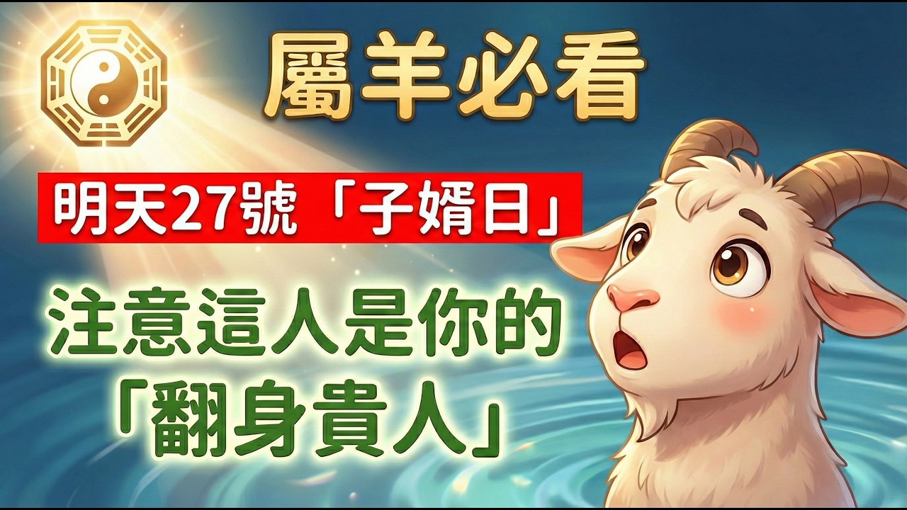 屬羊必看！明天27號正月十一「子婿日」，注意這人是你的「翻身貴人」，幫你馬年破局轉運！#屬羊2026運勢 #馬年運程 #貴人運 #轉運 #命理 #2026生肖羊運勢 #招財 #風水 #破局 #正月十一