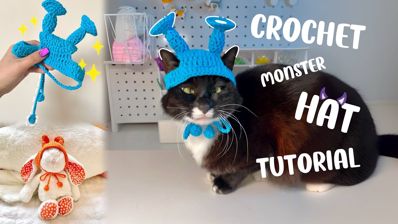 🐱Fun and Easy Crochet Tutorial: Mini Monster Hat for Pets and