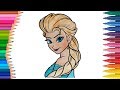 Dibujar y Colorea Elsa Frozen | Dibujos Para Niños | Learn Colors