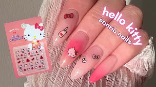kawaii hello kitty nails | easy pink nails, ¥100 daiso  screenshot 4