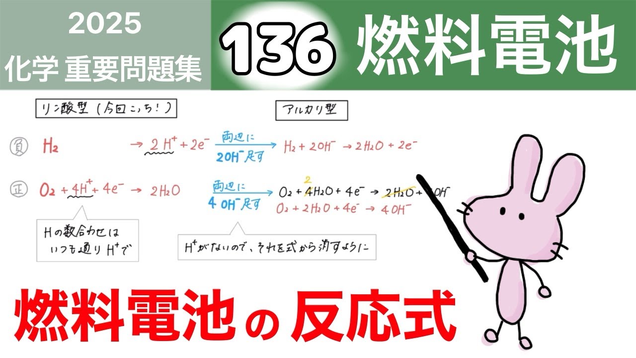 【化学　重要問題集2025 解説】136 燃料電池