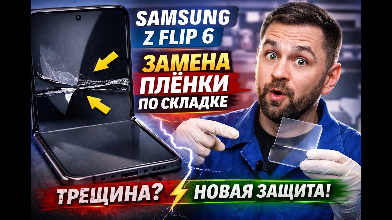 Ремонт экрана Z Flip 6 - отклеилась пленка по складке | Замена пленки Z Flip 6