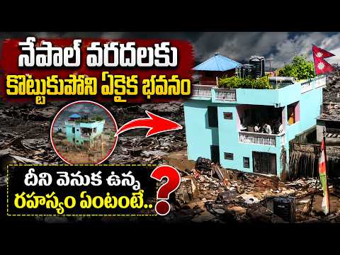 నేపాల్ వరదలకు కొట్టుకుపోని ఏకైక భవనం | Nepal Floods Viral video