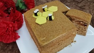 طريقة كيكة العسل الروسية او ميدوفيك كيك لذاااذة لازم تجربونها honey cake