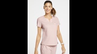 Jaanuu 1 Pocket Tuck-In Top Blushing Pink And Gray Scrub-Supply