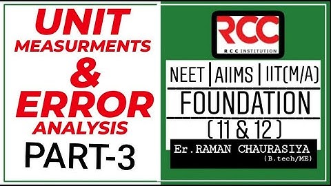 UNIT MEASUREMENTS  & ERROR  ANALYSIS (CLASS-11) PART-3