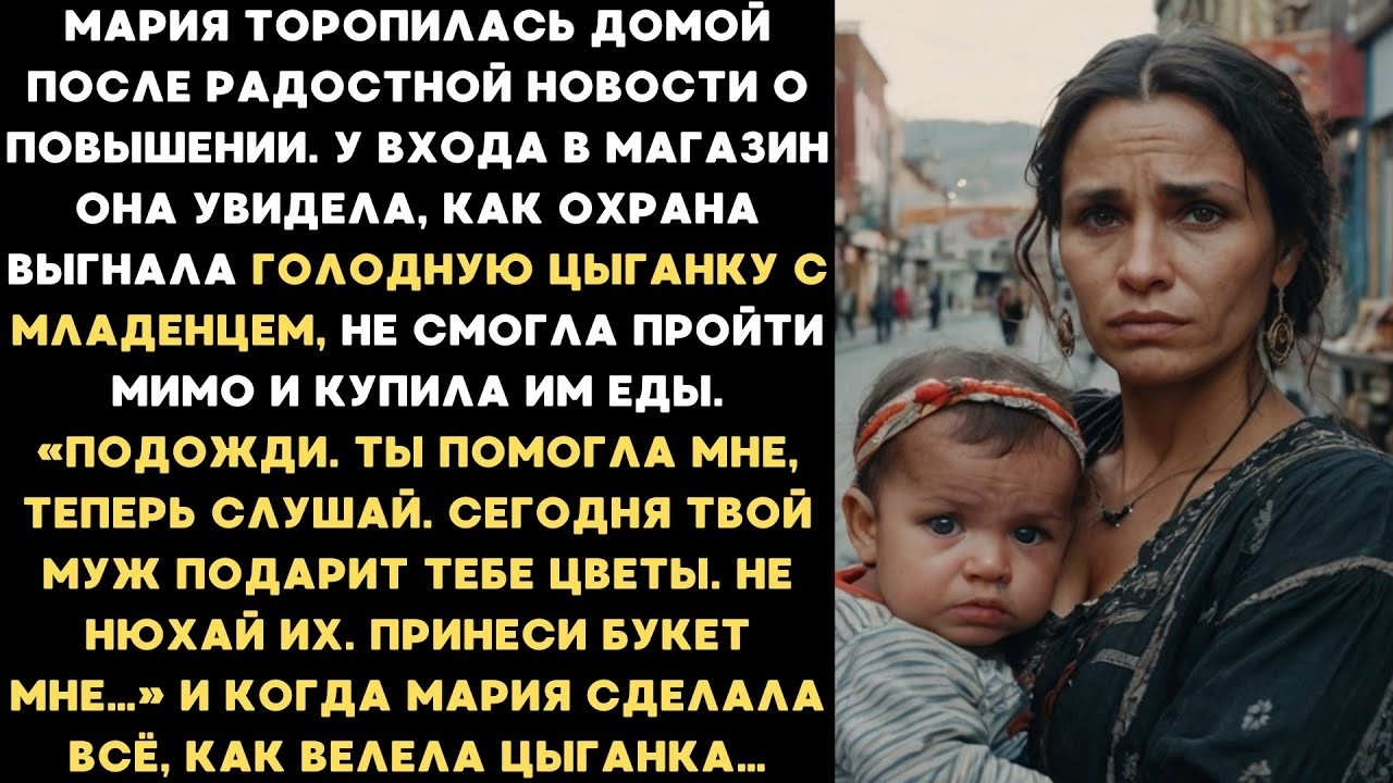 Мария торопилась домой после повышения. А увидев, как голодную цыганку с младенцем выгнала охрана