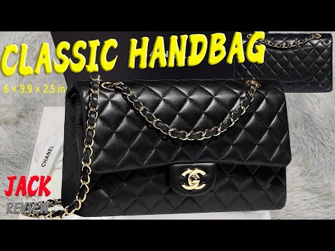 CHANEL CLASSIC HANDBAG Lambskin & Gold-Tone Metal Black UNBOXING REVIEW 