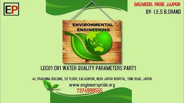 Environmental Engineering | LEC-02 of CH-02 : Drinking Water Quality Parameters | IES+GATE+SSC-JE