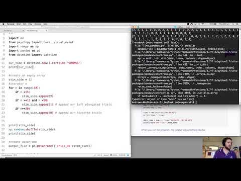 Neuroscience programming with psychopy/python: Line Bisection Task (Video 4) -  saving responses