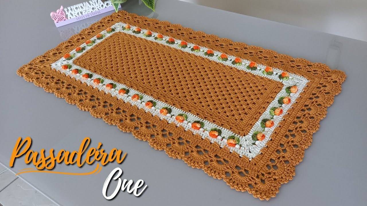 Passadeira One retangular em crochê lindo fácil de fazer