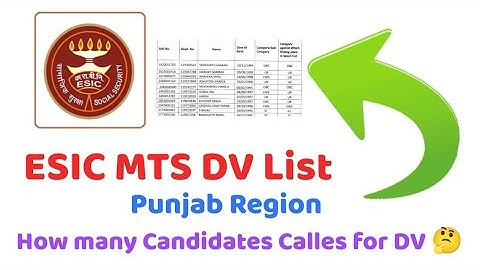 ESIC MTS DV List Punjab Region | Punjab Selected Students for DV ESIC Punjab Shortlisted Statewise