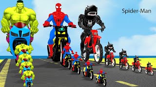 Game playing Big & Small Spider-Man Challenge Motorcycle Racing Hulk vs Shark Spider-Man screenshot 5