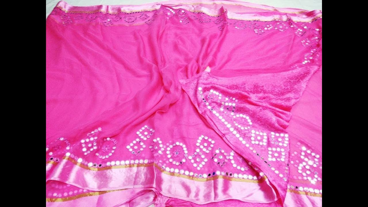 Pure Chiffon Saree With Mirror Work Border || Designer Chiffon Sarees Online Price