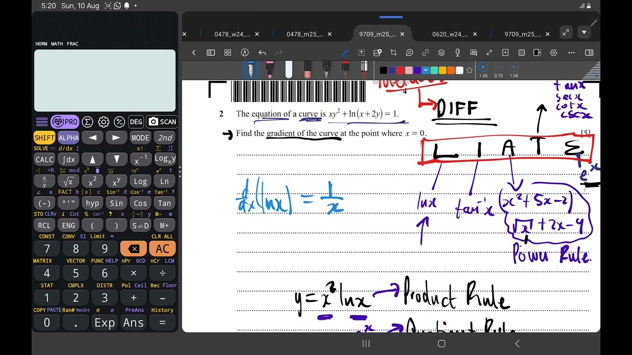 A Level Pure Mathematics 3  - February/March 2025 Paper 32 -Differentiation Concepts - Question 2!