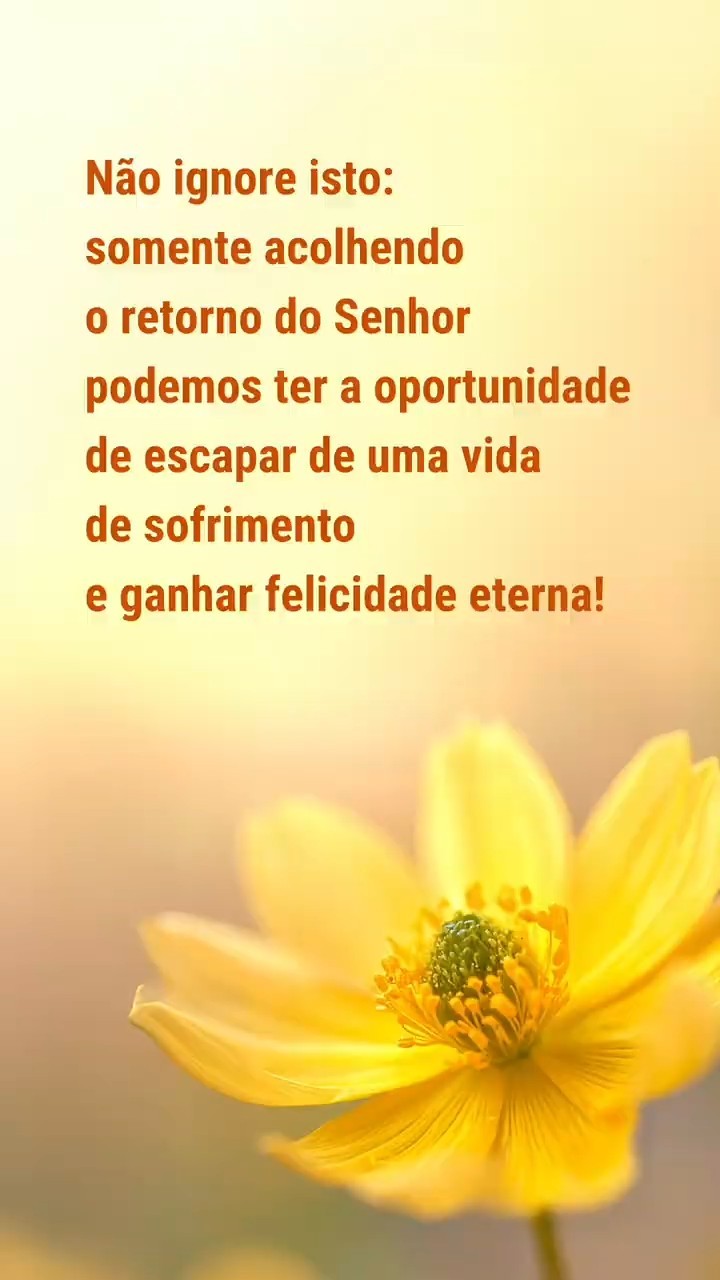 Não ignore isto: somente acolhendo o retorno do Senhor podemos ter a oportunidade de escapar de uma vida de sofrimento e ganhar felicidade eterna!