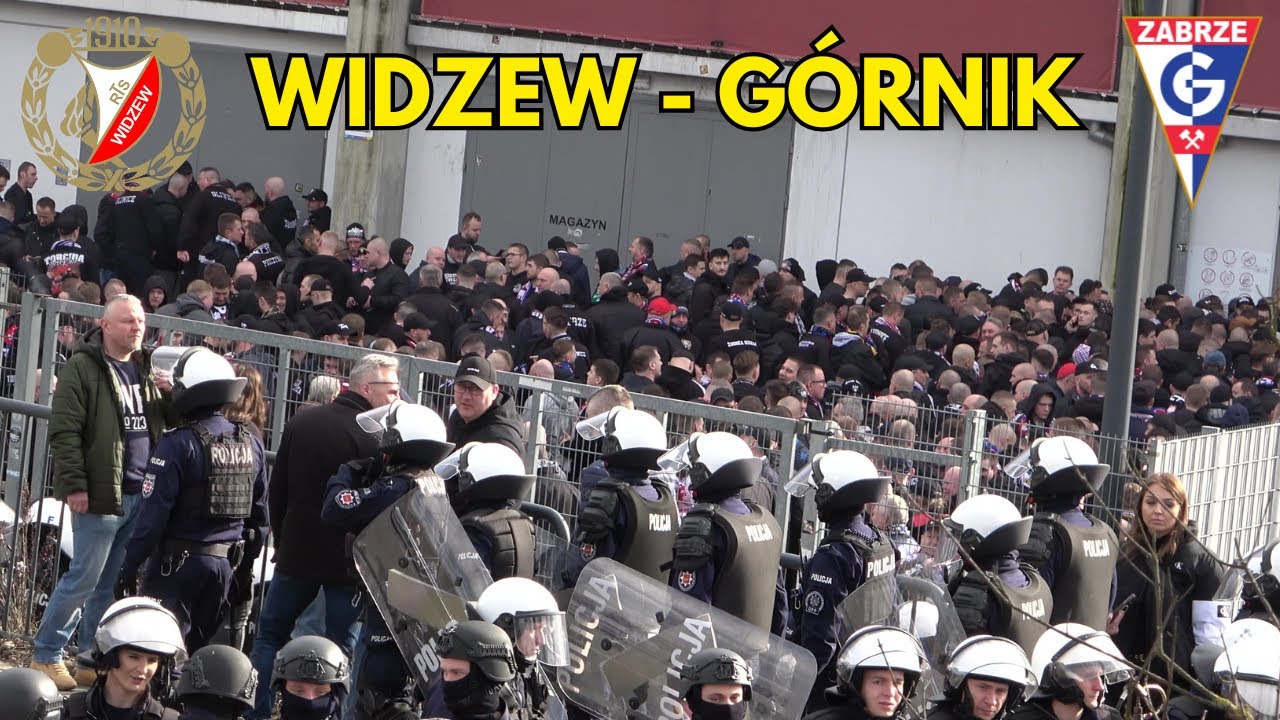 WIDZEW - GÓRNIK ZABRZE:  Przyjazd kibiców Górnika, akcja Policji jako zabezpieczenie meczu