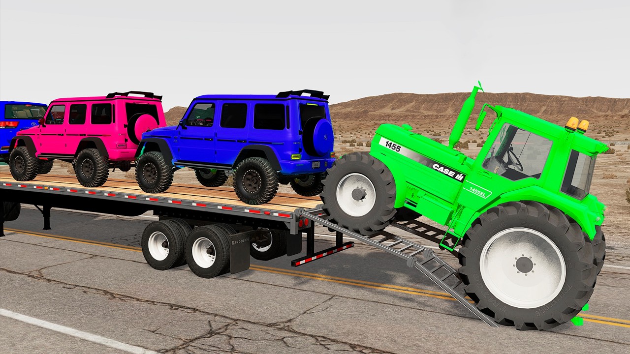 Flatbed Truck Mcqueen | Transportation with Truck - Pothole vs Car #348 - BeamNG.Drive