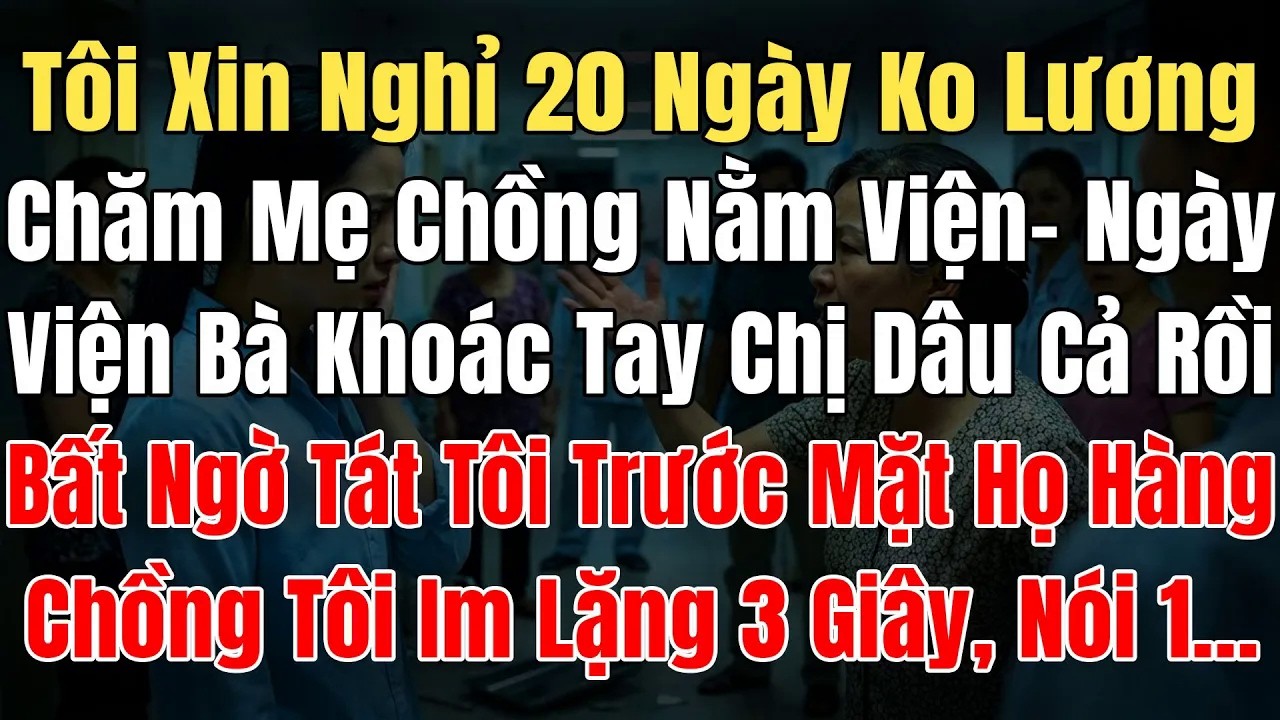 Tôi Xin Nghỉ 20Ngày Ko Lương Chăm Mẹ Chồng Nằm Viện, Ra Viện Bà Khoác Tay Chị Dâu Cả Bất Ngờ Tát Tôi