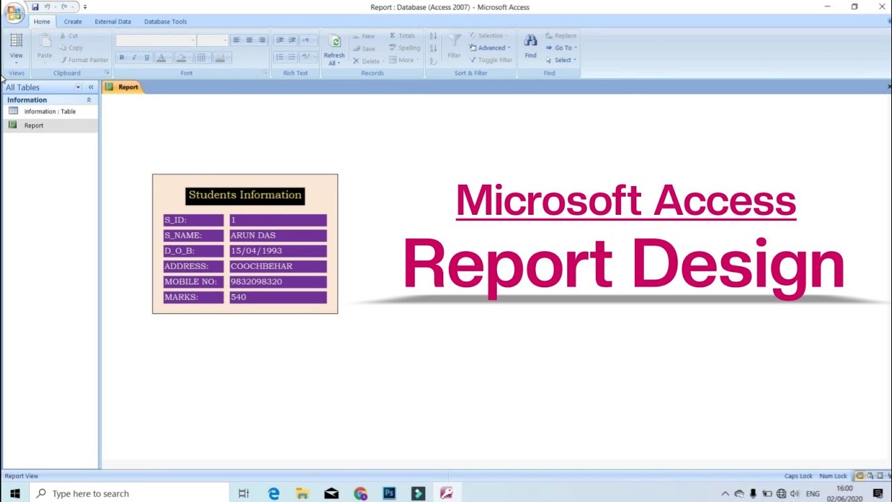 How To Create Report in Microsoft Access | Report in MS Access