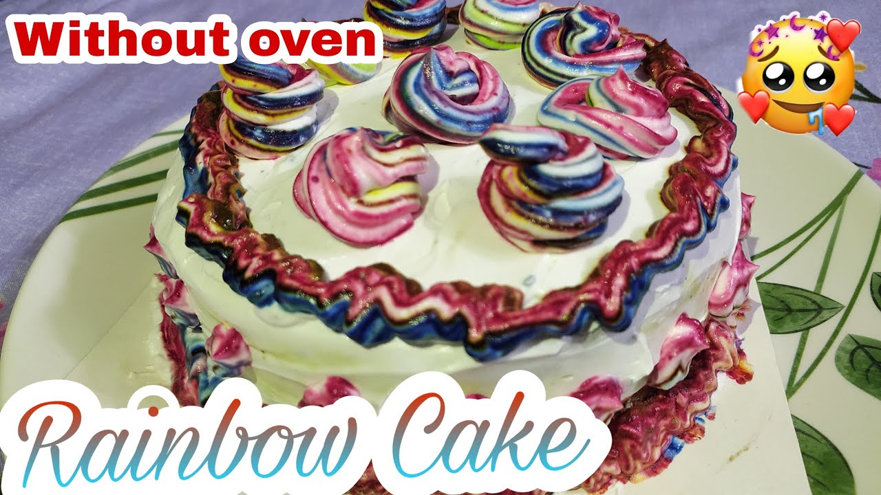 How to make Rainbow cake at homewithout ovencake in cooker easy