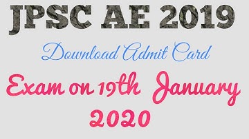 JPSC Assistant Engineer Admit Card 2020