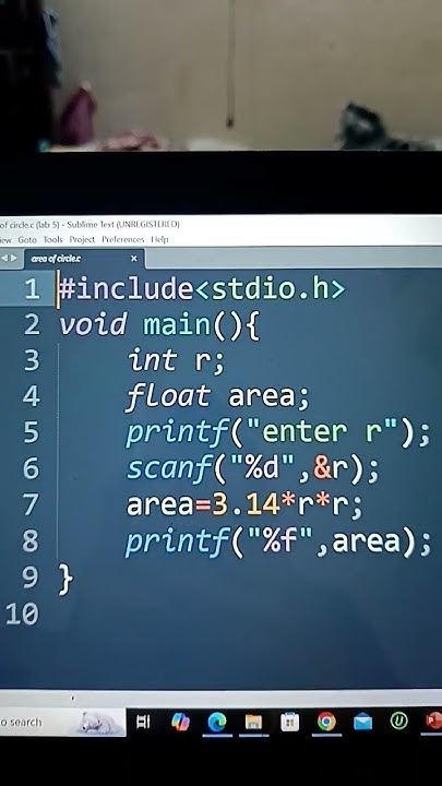Area of circle in C programming - YouTube