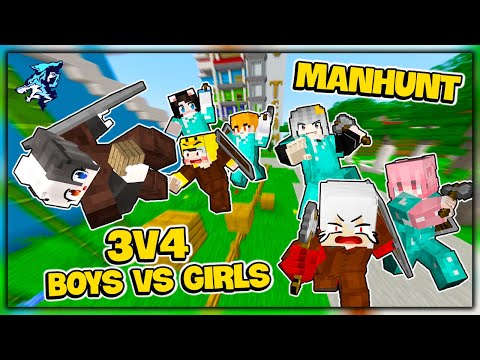 Siro MANHUNT 3 vs 4 Cùng Hội Chị Em Trong Làng Hero Team Minecraft