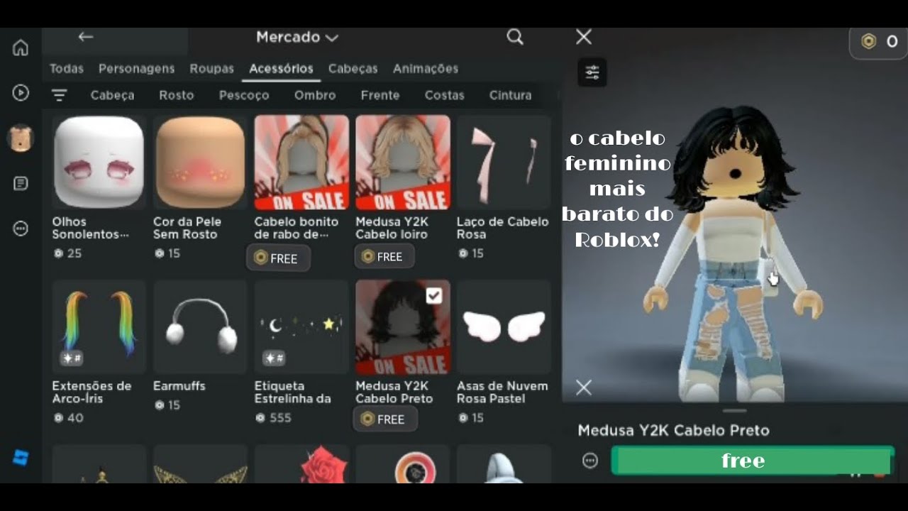 cabelos bonitos e baratos no roblox