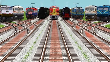 9-Trains Passing By Curved Grandient 3🦺 Bumpy Railroad Tracks l train simulator gameplay 