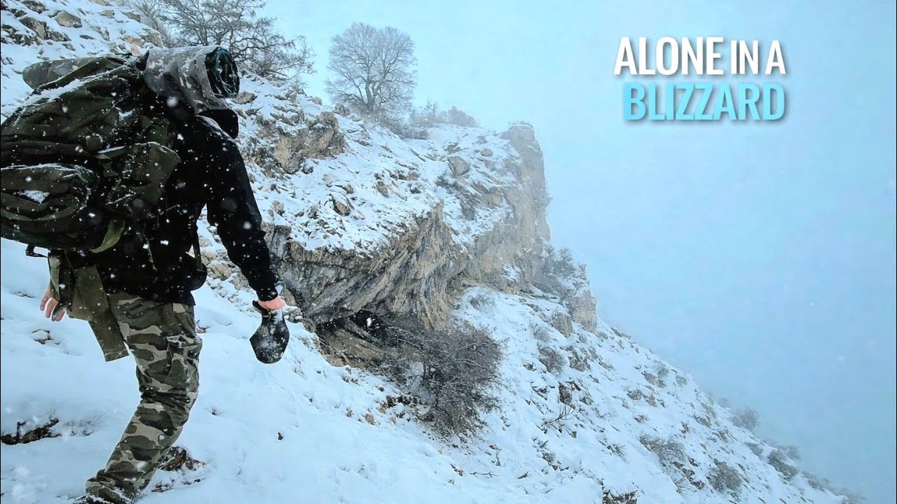 Blizzard in the Mountains  Cave Shelter & Cold Journey ASMR.