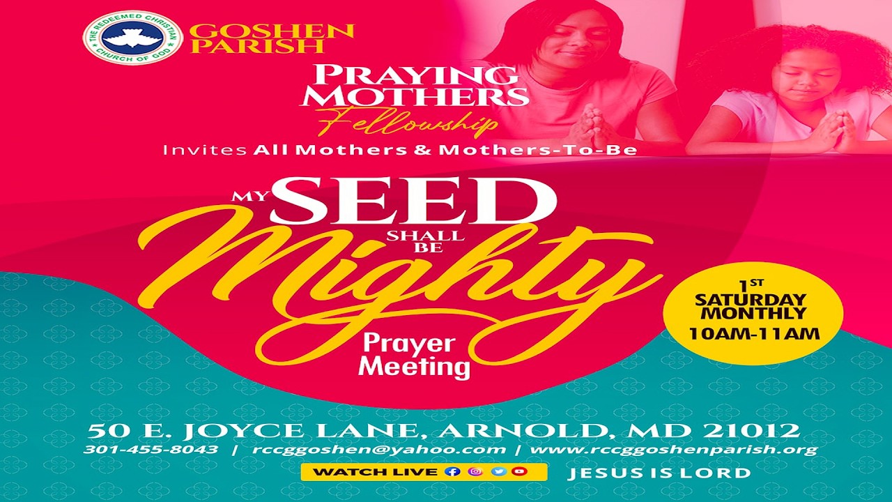 RCCG Goshen Parish Arnold-Annapolis, MD - Praying Mothers Fellowship on Saturday,  Jan 3rd, 2026