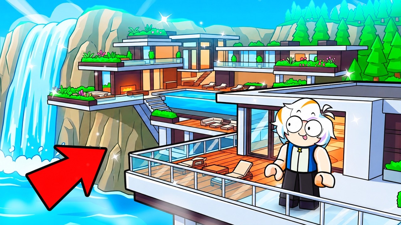 GASTE $100,000 EN UNA MANSION DEL ACANTILADO DE MAXIMO NIVEL EN ROBLOX COMPLETO