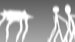 Glowing head and giant with red dots VS Sky tentacles