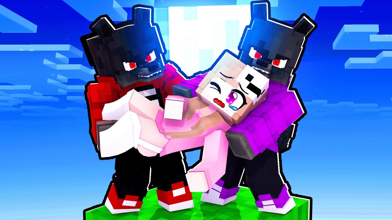 SOBREVIVENDO  em UM BLOCO com LOBOS APAIXONADOS no MINECRAFT!