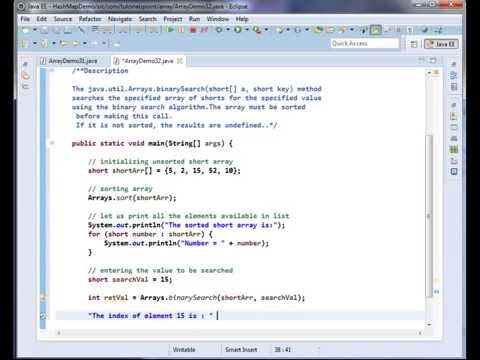 java.util.Arrays.binarySearch(short[] a, short key)