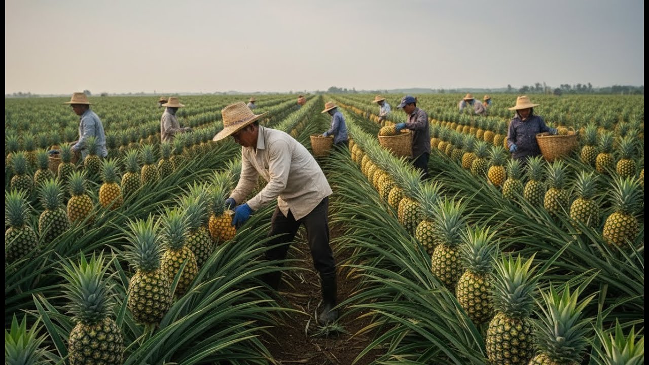 How To Grow Pineapples: Step-by-Step in a Massive Beautiful Farm 🍍