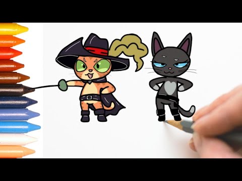 COMO DESENHAR GATO DE BOTAS E KITTY PATA MANSA - FÁCIL - PASSO A PASSO ...
