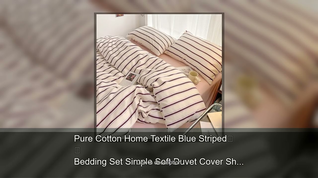 Pure Cotton Home Textile Blue Striped Bedding Set Simple Soft Duvet Cover Sheet Pillowcase Ins