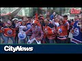 Oilers fans celebrate first playoff game