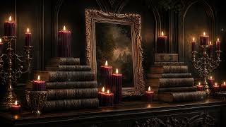 Moody Dark Academia – Gothic Candles, Antique Books & Golden Mirror | Animated Background Loop screenshot 2