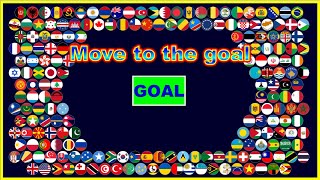 Move to the goal ~200 countries marble race~ in Algodoo | Marble Factory