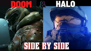 Doom + Halo split screen gameplay | XBOX owns the 2 best FPS series in gaming